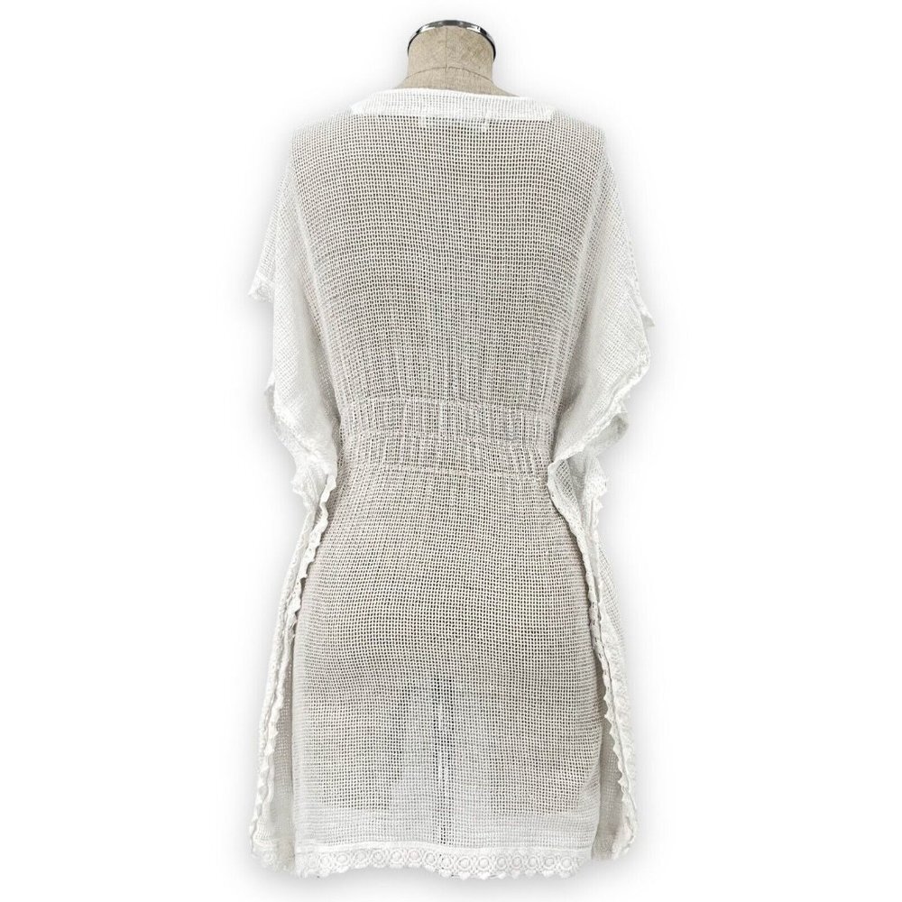 SEASPICE RESORT WEAR Mesh Cover Up Size S Classic Crochet Dress Beach Pool White - Picture 10 of 13